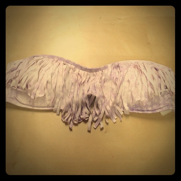 Super cute xs strapless fringe bikini top!