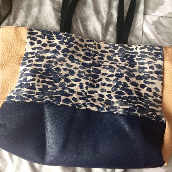 French Connection Handbags - Medium blue/tan animal print handbag