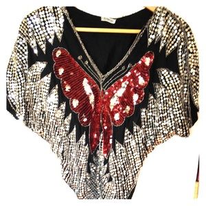Butterfly Sequined Top
