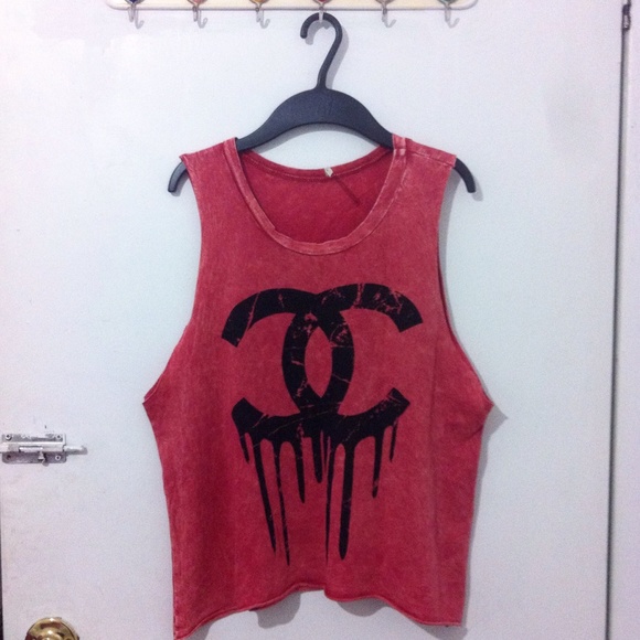 Red Dripping Chanel Top