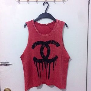 Red Dripping Chanel Top