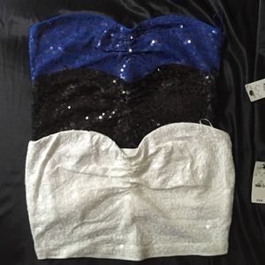 Express woman's large sequin bralettes with tags