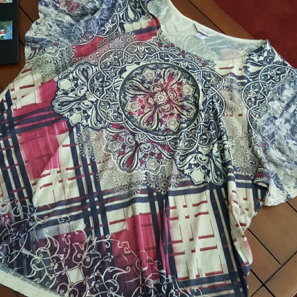 Cj banks women's plus size multi colored shirt