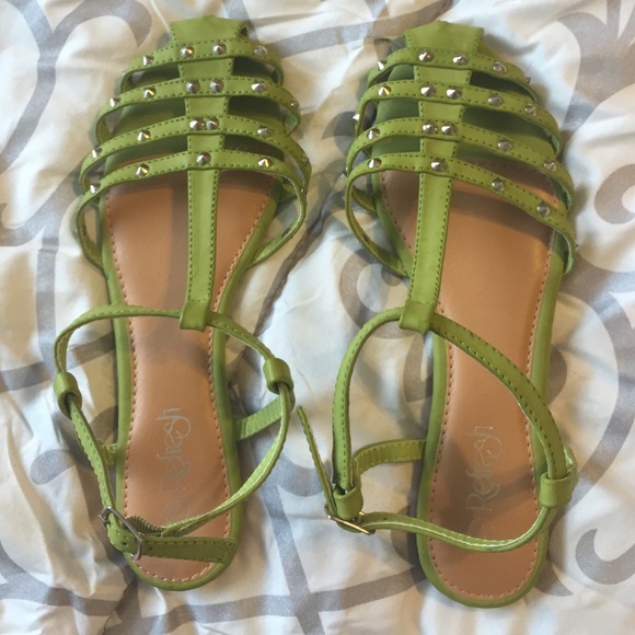 Green flats with studs