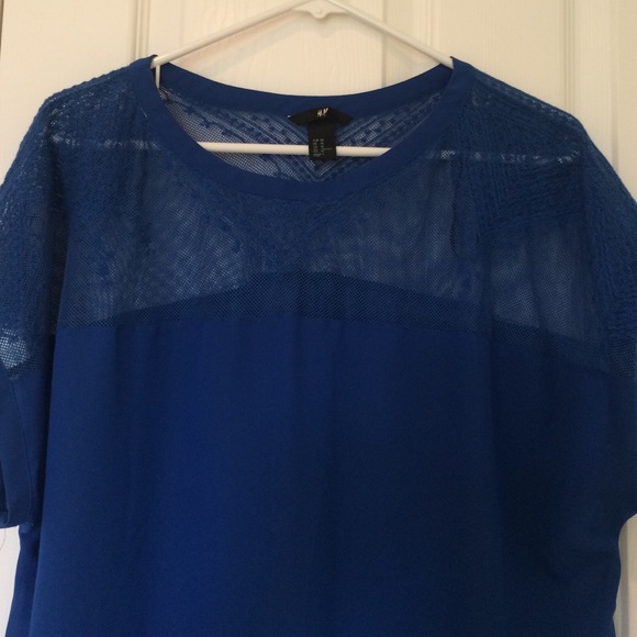 Vibrant blue lace neck