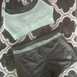 Shorts and sports bra