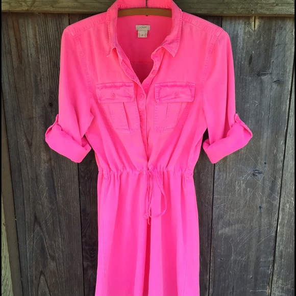 bright pink shirt dress