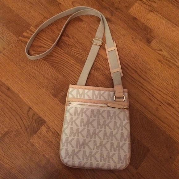 Michael Kors Tan and White Crossbody Bag