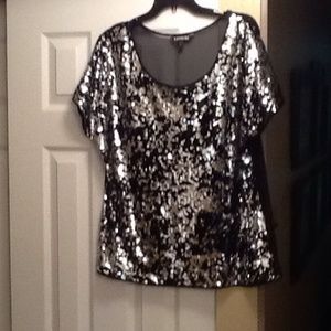 Sequin short sleeve top
