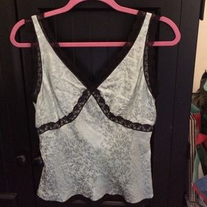 Light blue and black lace top