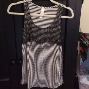 Striped lace top