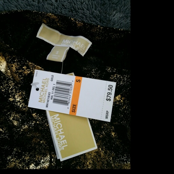 NWT Michael Kors Gold and Black Top Size Small - Picture 3 of 3