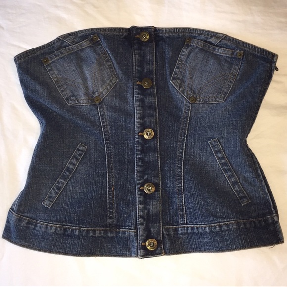 D&G Dolce and Gabbana strapless denim shirt