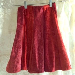 High waisted crushed velvet skirt - 90s grunge red