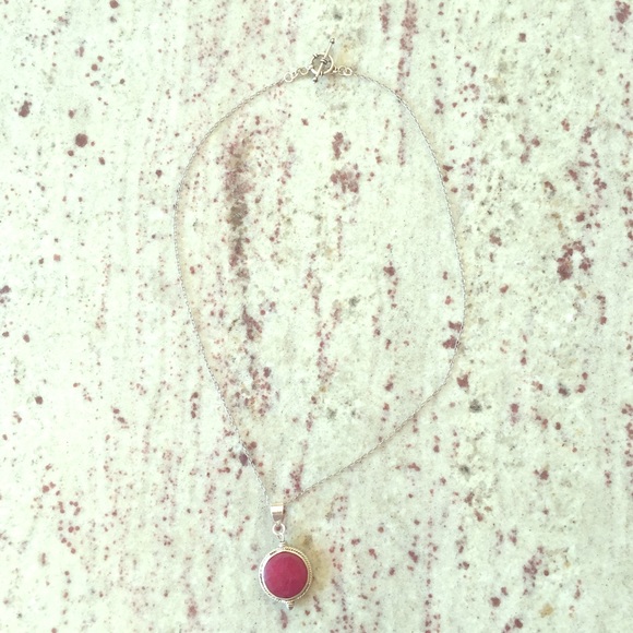 Berry Crystal and Silver Vintage Pendant Necklace