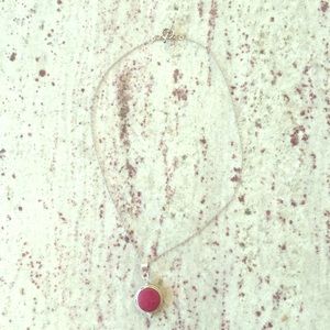 Berry Crystal and Silver Vintage Pendant Necklace