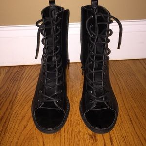 Forever 21 lace up booties, black, women's 7.5!