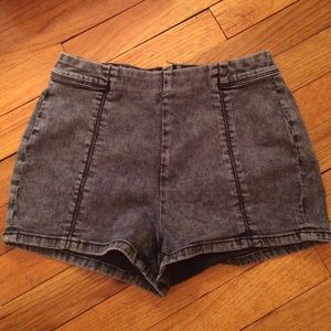 Grey acid wash high waisted shorts from Pac Sun