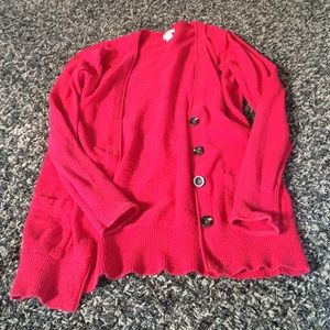 Red cardigan