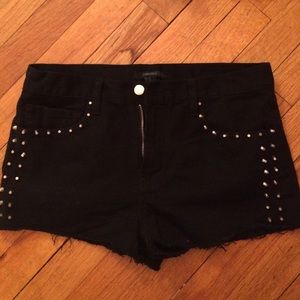 Black studded denim shorts from Forever 21
