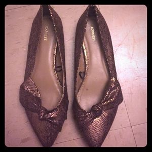 EUC Express metallic snakeskin print flats