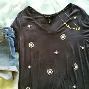 Gray Jeweled V-neck from H&M