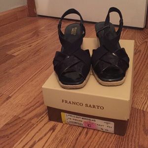 Franco Sarto navy wedges size 9