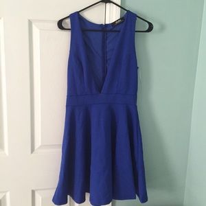 Blue Deep-V Dress from Lulus