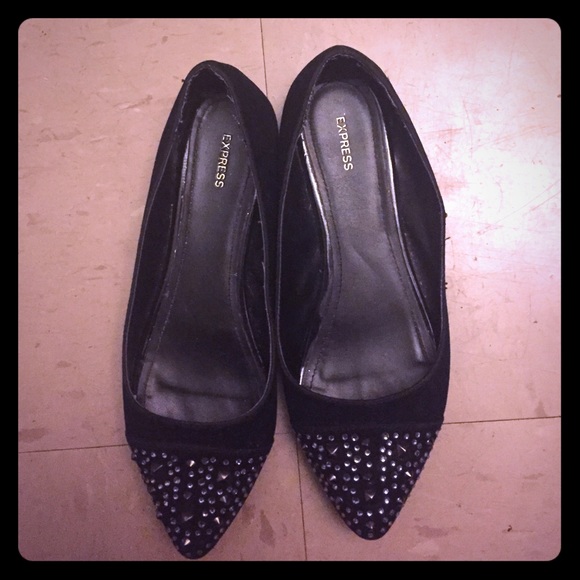 EUC Express black flats rhinestones and studs