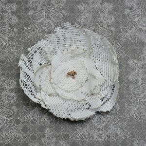 White lace hand crafted flower clip