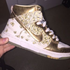 Gold Nike High Tops Size 6