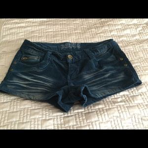 blue corduroy shorts