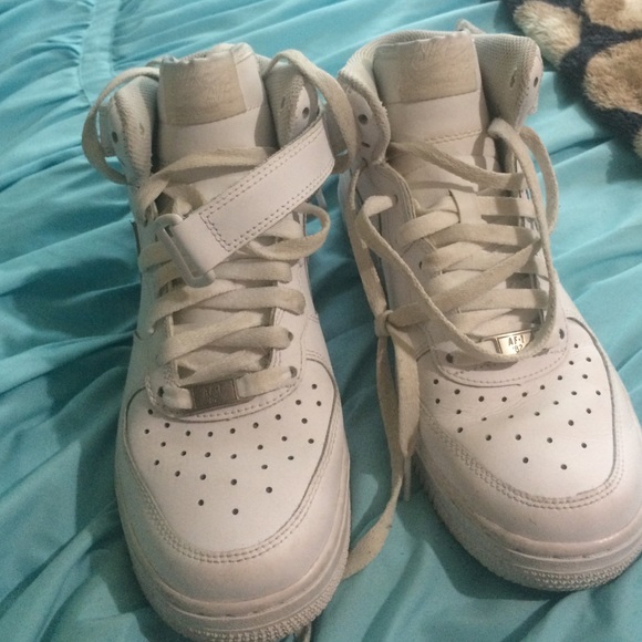 White air forces ( high tops ) on HOLD