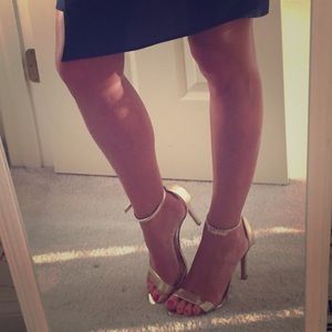 Anthropologie Gold Strappy Heels 7.5