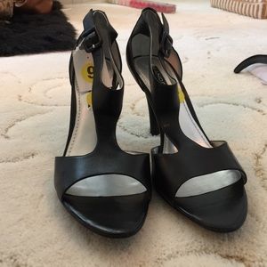Ladies black T-strap shoes