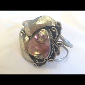 Paua Shell Inlay Vintage Cuff Bracelet