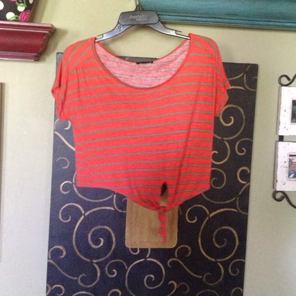 orange stripe: crop top- NWOT - Picture 1 of 2
