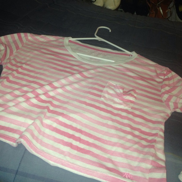 Pink/White Striped Crop Top