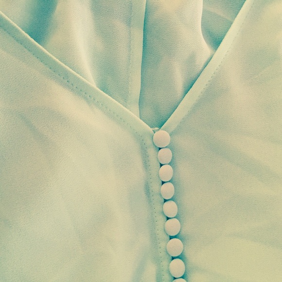 mint lace peasant top