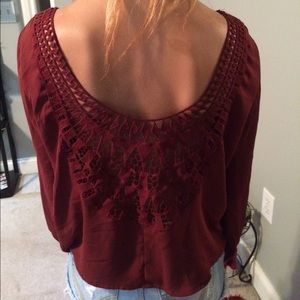 long sleeve cut out back shirt