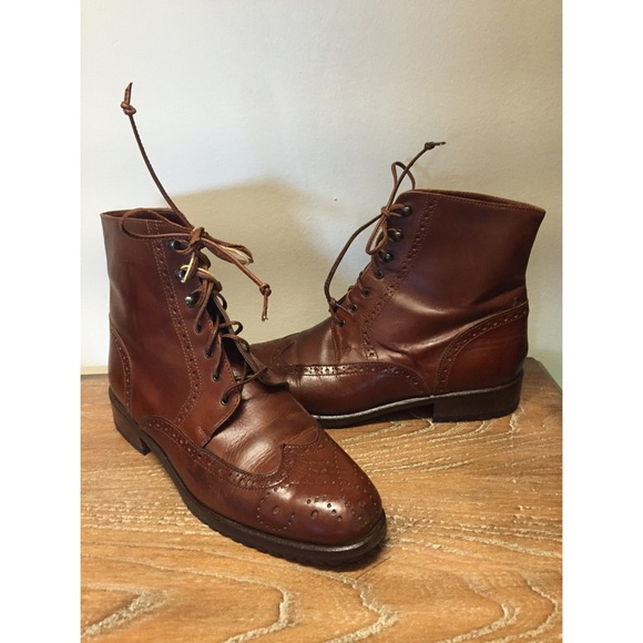 Vintage Joan & David Leather Wingtip Oxford Boots