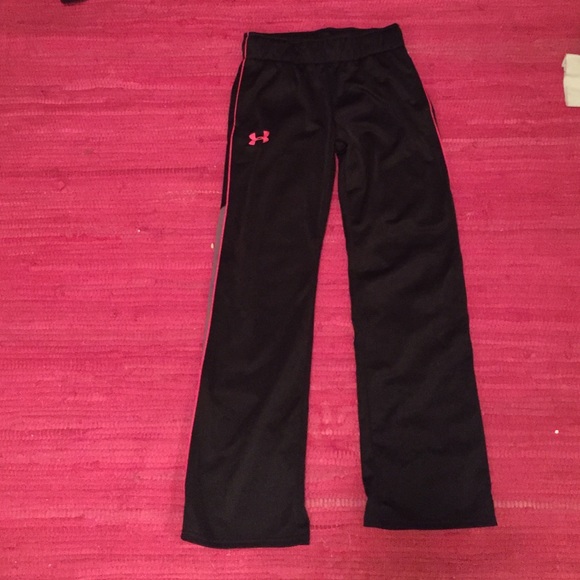 Athletic long pants. Black, Pink, and some gray.