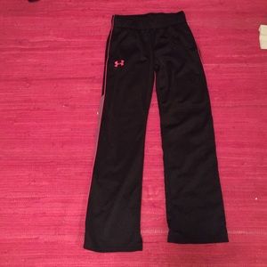 Athletic long pants. Black, Pink, and some gray.