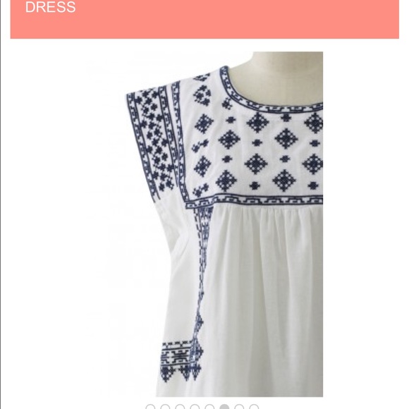 ChicWish Ceramic Cross Stitch Blue and White Dress - Picture 3 of 4