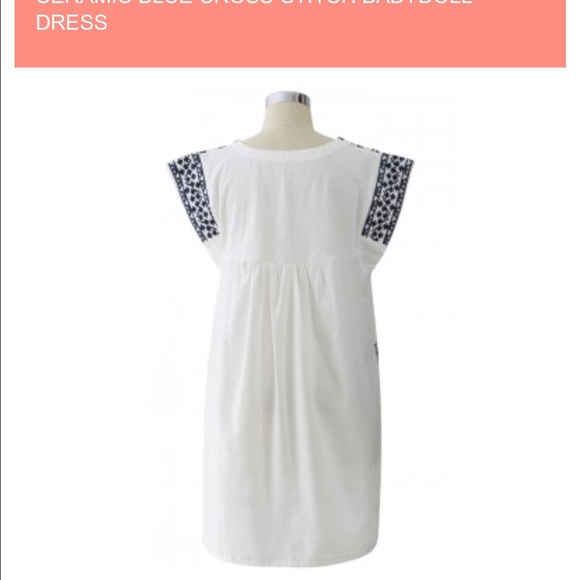 ChicWish Ceramic Cross Stitch Blue and White Dress - Picture 4 of 4