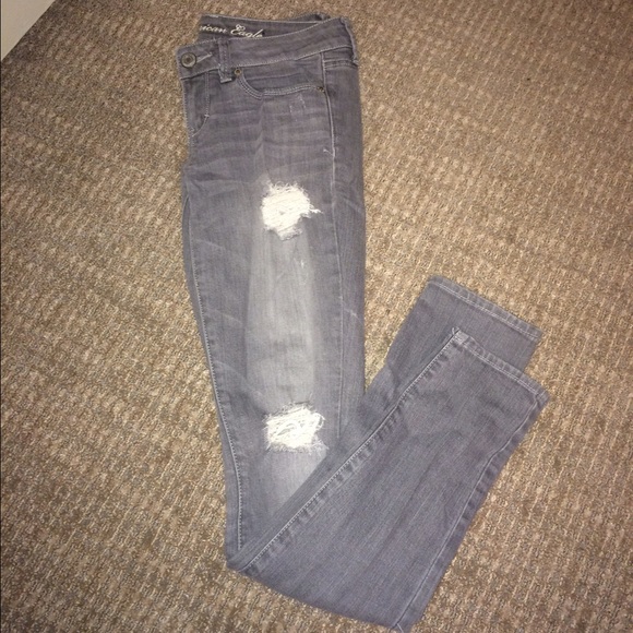 Ripped Gray Stretch Jean Leggings