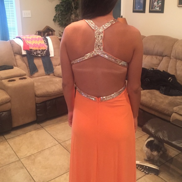 Long orange prom dress! - Picture 2 of 4