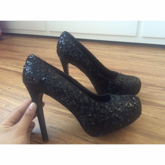 Sparkly black heels