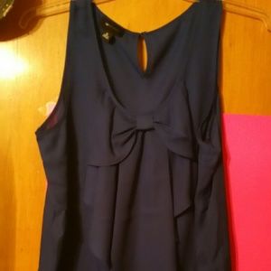 Royal blue sleeveless blouse with bow