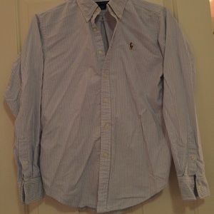 Striped light blue button down shirt, Ralph Lauren
